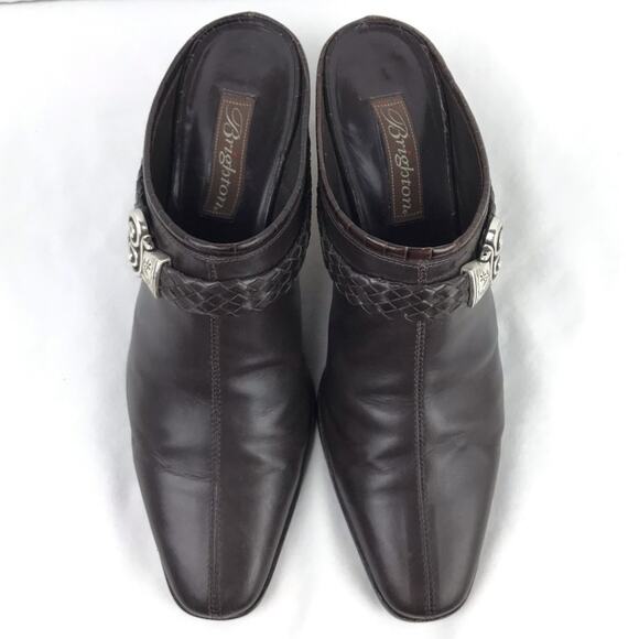 Brighton Tapa Leather Embellished Mules Brown 8.5N - Picture 3 of 8